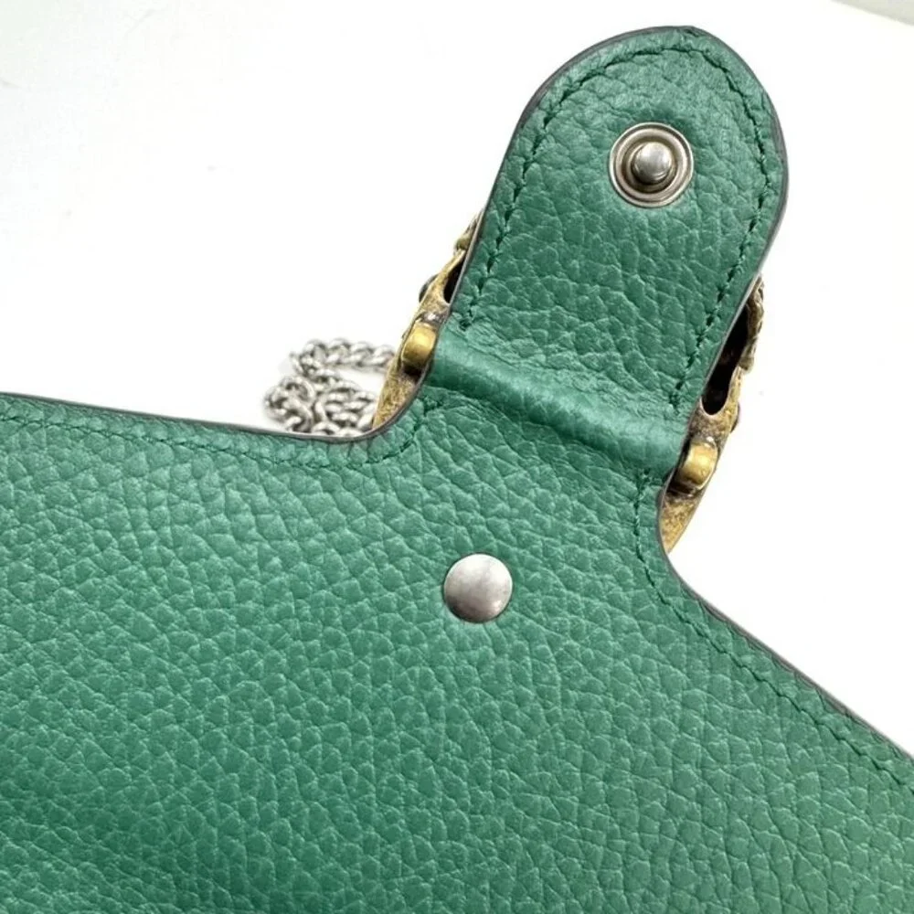 Gucci Dionysus Chain Wallet Leather Green Silver - Picture 7 of 9